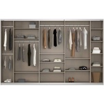 Dressing 360 cm lungime, 3 uși glisante, oglindă pe mijloc, fronturi alb lucios, compartimentare premium, 236 cm înălțime - imagine 4