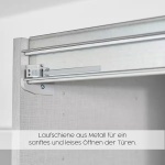 Dressing 360 cm lungime, 3 uși glisante, oglindă pe mijloc, fronturi alb lucios, compartimentare premium, 236 cm înălțime - imagine 6