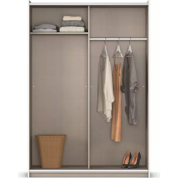 Dressing 131 cm lungime, 2 uși glisante, culoare alb, 191 cm înălțime - imagine 4