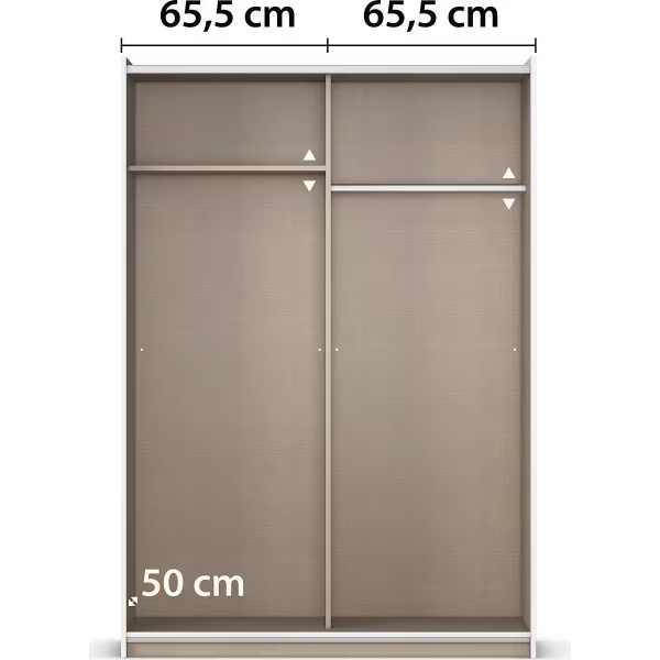Dressing 131 cm lungime, 2 uși glisante, culoare alb, 191 cm înălțime - imagine 8