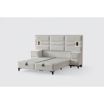 Boxspring ~CELESTINE~ cu lada de depozitare, structura metalica, saltea premium cu topper integrat, LED-uri, 160x200 cm - imagine 3