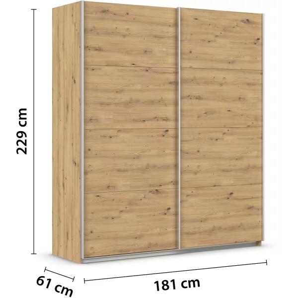 Dressing 181 cm lungime, 2 uși glisante, culoare stejar, 229 cm înălțime - imagine 7