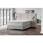 Boxspring ~CELESTINE~ cu lada de depozitare, structura metalica, saltea premium cu topper integrat, LED-uri, 160x200 cm