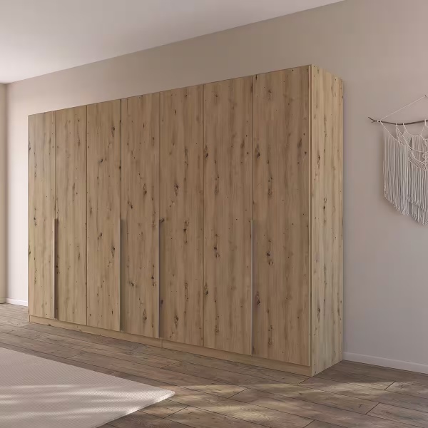 Dulap 315 cm lungime, 7 uși batante, culoare stejar, 210 cm înălțime - imagine 1