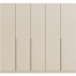 Dulap 226 cm lățime, 5 uși batante, compartimentare premium cu 8 rafturi, culoare champagne, material MDF și PAL, 229 cm înălțime, design modern pentru dormitor - imagine 2