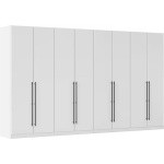 Dulap 360 cm lungime, 8 uși batante, culoare alb alpin, mânere negru mat, 229 cm înălțime - imagine 3