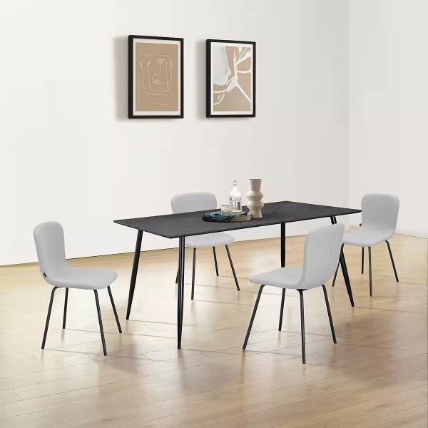 Masa dreptunghiulară, blat MDF, culoare neagră, 160/90 cm - imagine 1