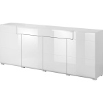 Comodă ~Napoli~ fronturi MDF lucios, culoare albă, 4 uși batante, 1 sertar, 208 cm lungime - imagine 3