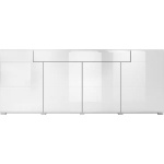 Comodă ~Napoli~ fronturi MDF lucios, culoare albă, 4 uși batante, 1 sertar, 208 cm lungime - imagine 4