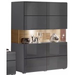 Comodă, 2 uși batante, culoare gri antracit-stejar, 122 cm lungime - imagine 2