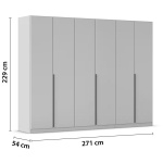 Dulap 271 cm lungime, 6 uși batante, culoare cașmir, compartimentare premium, mânere negru mat, 229 cm înălțime - imagine 6