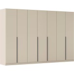 Dulap 315 cm lungime, 7 uși batante, culoare cașmir, compartimentare premium, mânere negru mat, 229 cm înălțime - imagine 2