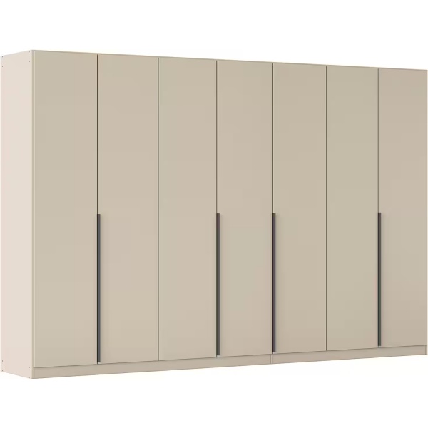 Dulap 315 cm lungime, 7 uși batante, culoare cașmir, compartimentare premium, mânere negru mat, 229 cm înălțime - imagine 2