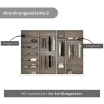 Dulap 315 cm lungime, 7 uși batante, culoare cașmir, compartimentare premium, mânere negru mat, 229 cm înălțime - imagine 4