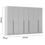 Dulap 315 cm lungime, 7 uși batante, culoare cașmir, compartimentare premium, mânere negru mat, 229 cm înălțime - imagine 7