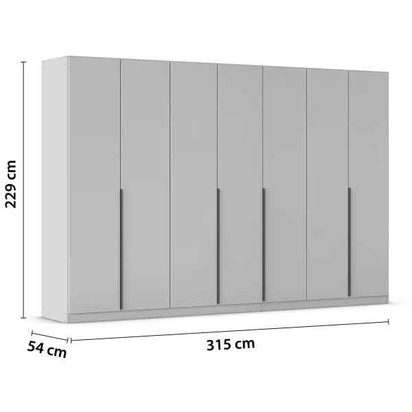 Dulap 315 cm lungime, 7 uși batante, culoare cașmir, compartimentare premium, mânere negru mat, 229 cm înălțime - imagine 7
