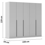 Dulap 226 cm lungime, 5 uși batante, culoare cașmir, mânere negru mat, compartimentare premium, 229 cm înălțime - imagine 6