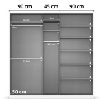 Dulap 226 cm lungime, 5 uși batante, culoare cașmir, mânere negru mat, compartimentare premium, 229 cm înălțime - imagine 7