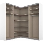 Dressing 181/181 cm, 4 uși glisante, fronturi sticlă, oglindă pe mijloc, culoare alb, compartimentare premium, 210 cm înălțime - imagine 4