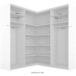 Dressing 181/181 cm, 4 uși glisante, fronturi sticlă, oglindă pe mijloc, culoare alb, compartimentare premium, 210 cm înălțime - imagine 7