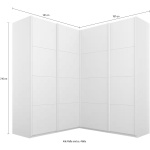 Dressing 181/181 cm, 4 uși glisante, fronturi sticlă, oglindă pe mijloc, culoare alb, compartimentare premium, 210 cm înălțime - imagine 8