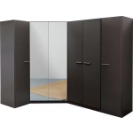 Dulap pe colț 164/253 cm, 6 uși batante, culoare gri antracit, compartimentare premium, 197 cm înălțime - imagine 2