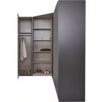 Dulap pe colț 164/253 cm, 6 uși batante, culoare gri antracit, compartimentare premium, 197 cm înălțime - imagine 3