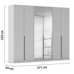 Dulap 271 cm lungime, 6 uși batante, oglindă pe mijloc, culoare cașmir, mânere negru mat, 229 cm înălțime - imagine 8
