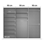 Dulap 271 cm lungime, 6 uși batante, oglindă pe mijloc, culoare cașmir, mânere negru mat, 229 cm înălțime - imagine 9