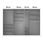 Dulap 315 cm lungime, 7 uși batante, culoare alb, mânere negru mat, compartimentare premium, 229 cm înălțime - imagine 8