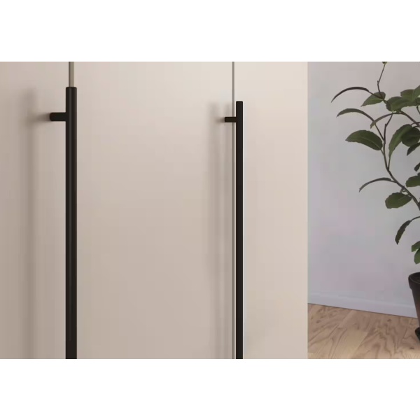 Dulap 360 cm lungime, 8 uși batante, culoare cașmir, mânere negru mat, 229 cm înălțime - imagine 3