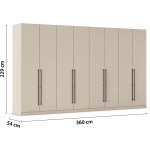 Dulap 360 cm lungime, 8 uși batante, culoare cașmir, mânere negru mat, 229 cm înălțime - imagine 5