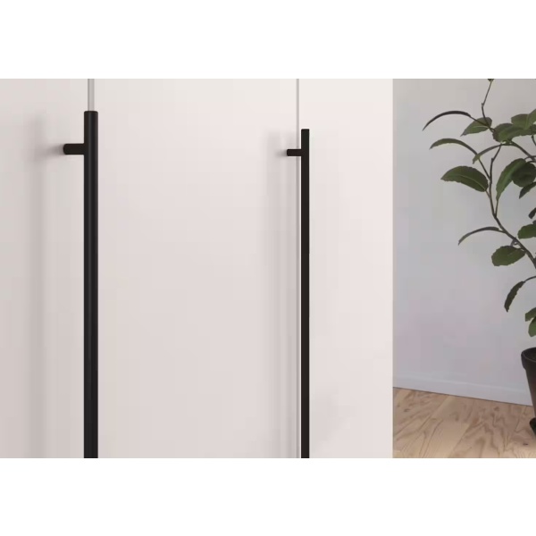 Dulap 271 cm lungime, 6 uși batante, culoare alb, mânere negru mat, 229 cm înălțime - imagine 4