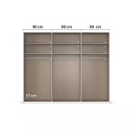 Dressing 271 cm lungime, 3 uși glisante, culoare stejar, material fronturi lemn masiv+MDF, oglindă pe mijloc, 223 cm înălțime - imagine 9