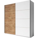 Dressing 220 cm lungime, 2 uși glisante, culoare sonoma-alb, 210 cm înălțime - imagine 2