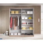 Dressing 220 cm lungime, 2 uși glisante, culoare sonoma-alb, 210 cm înălțime - imagine 3