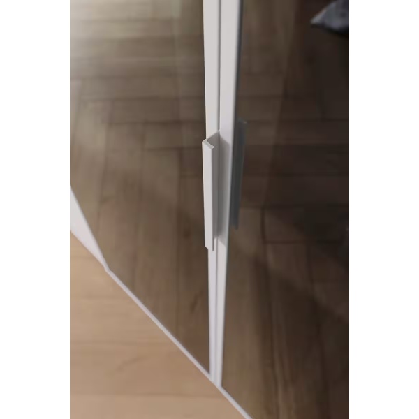 Dulap 151 cm lungime, 3 uși glisante, culoare alb, cu ușa din sticlă, compartimentare premium, 235 cm înălțime - imagine 7