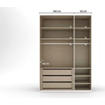 Dulap 151 cm lungime, 3 uși glisante, culoare alb, cu ușa din sticlă, compartimentare premium, 235 cm înălțime - imagine 10