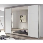 Dressing 360 cm lungime, sincrono, 4 uși glisante, culoare alb, oglindă pe mijloc, 231 cm înălțime - imagine 2