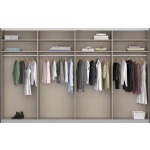 Dressing 360 cm lungime, sincrono, 4 uși glisante, culoare alb, oglindă pe mijloc, 231 cm înălțime - imagine 3