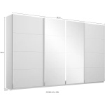 Dressing 360 cm lungime, sincrono, 4 uși glisante, culoare alb, oglindă pe mijloc, 231 cm înălțime - imagine 4