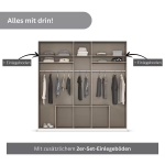 Dulap 226 cm lungime, 5 uși batante, 6 sertare, culoare alb, mânere negre mat, 229 cm înălțime - imagine 3