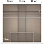 Dulap 226 cm lungime, 5 uși batante, 6 sertare, culoare alb, mânere negre mat, 229 cm înălțime - imagine 5