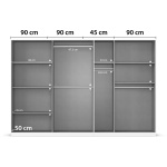 Dulap 315 cm lungime, 7 uși batante, culoare alb, mânere negre mat, 210 cm înălțime - imagine 9