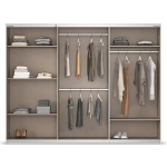 Dressing 271 cm lungime, 3 uși glisante, fronturi sticlă, culoare albă, 210 cm înălțime - imagine 3