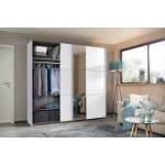 Dressing 218 cm lungime, 2 uși glisante, culoare alb, oglindă pe mijloc, 210 cm înălțime - imagine 3