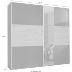 Dressing 218 cm lungime, 2 uși glisante, culoare alb, oglindă pe mijloc, 210 cm înălțime - imagine 4