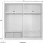 Dressing 218 cm lungime, 2 uși glisante, culoare alb, oglindă pe mijloc, 210 cm înălțime - imagine 5