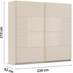 Dressing 226 cm lungime, 2 uși glisante, culoare cașmir, fronturi sticlă, 210 cm înălțime - imagine 8