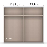 Dressing 226 cm lungime, 2 uși glisante, culoare cașmir, fronturi sticlă, 210 cm înălțime - imagine 9